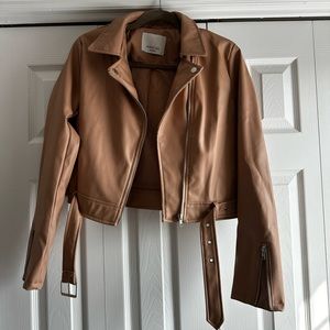 Tan Women’s Faux Leather Jacket Large
